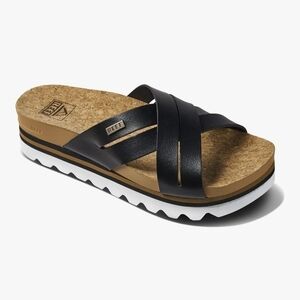 Women's REEF Cushion Bloom Hi Platform Fashion Sandal, Black, Size 6, EUC